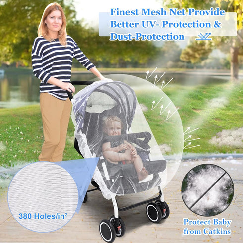 South to East Mosquito Net for Stroller, Portable Baby Bug Netting with Storage Bag, Breathable for Travel (White)