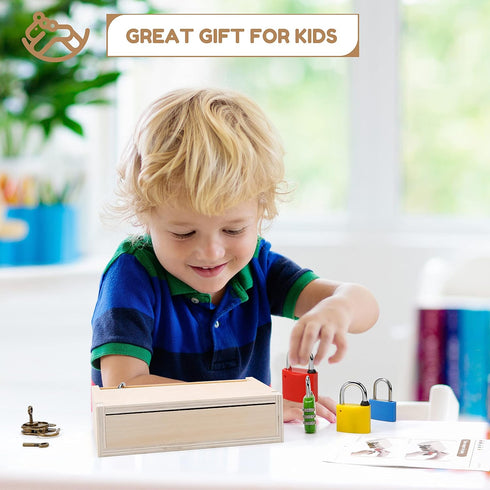 8 3 4 5 Set, 3-6 Woodtoe PCS Montessori Lock and Key Toy, Montessori Toys for Toddlers Year Old, Kids Tool Montessori