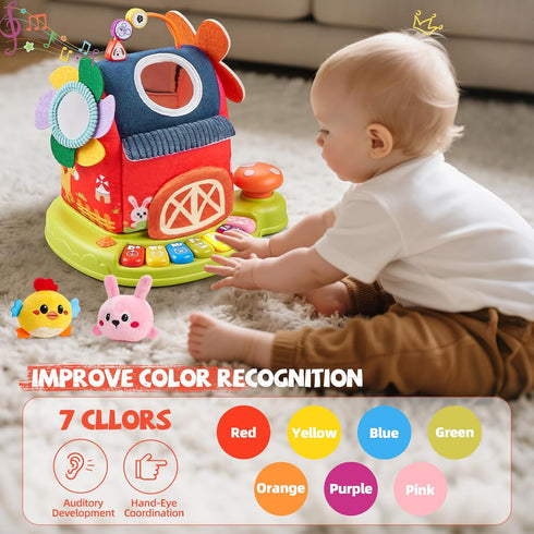 6-12 7 4 6 12 6 7 8 9 Vanvimen Musical Baby Toys Months, Surprise Barn with PCS Stuffed Farm Animals, Mode Sound