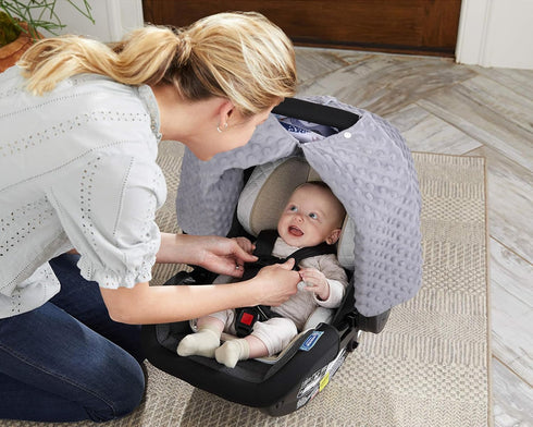 Rquite Baby Car Seat Cover, Carseat Covers Baby Boy, Minky Infant Car Seat Cover Winter, Peekaboo Opening Car Seat