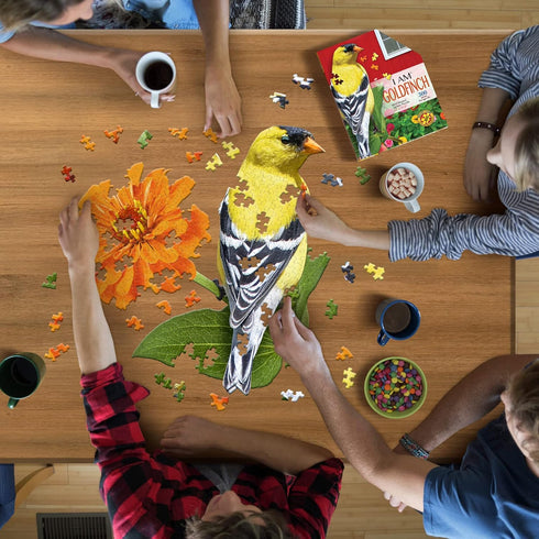 Madd Capp Puzzles - I AM Goldfinch - 300 Pieces - Multi Animal Shaped Jigsaw Puzzle
