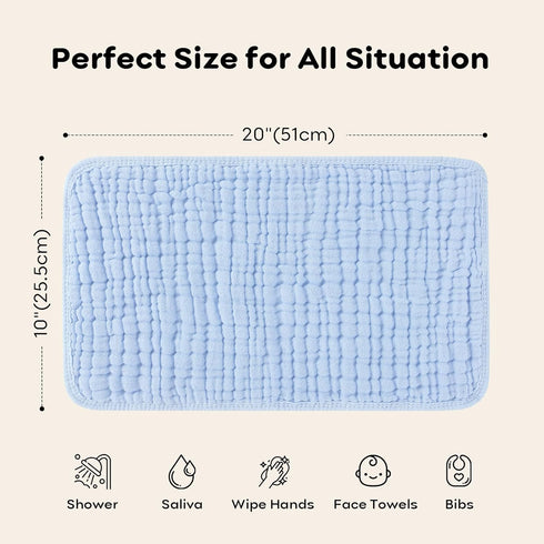 100% 20''x10'' 6 Pack Looxii Muslin Burp Cloths Cotton Muslin Cloths Large Extra Soft and Absorbent Baby Burping Cloth