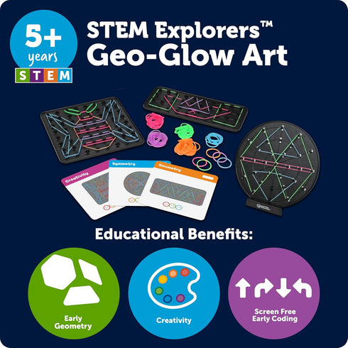 Learning Resources STEM Explorers Geo-Glow Art Kit - Glow in The Dark Toys, Kids Art Display, Homeschool, Fine Motor