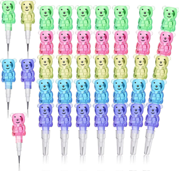Chinco 20 Pieces Stackable Plastic Bear Pencils Stacking Point Pencils 5 in