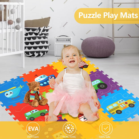 3434 9 Baby Play Mat, Foam Playmat for Babies, Kids Play Mat, Foam Floor Tiles Pieces Vehicle Puzzle Mat