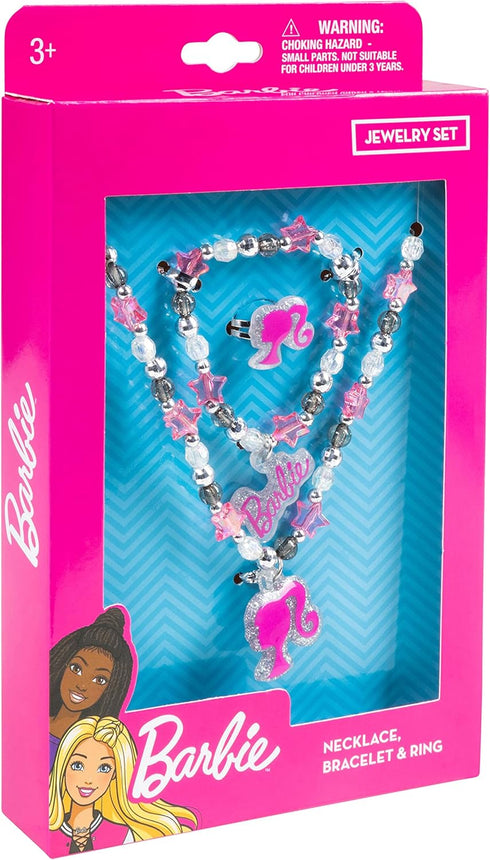 LUV HER Girls Jewelry Set - 3 Piece Toy Jewelry Box Set with Bead Necklace, Bracelet, and Ring - Play Accessories for