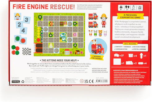 Mudpuppy Fire Engine Rescue - Cooperative Preschool Board Game for Children Ages 4 and Up
