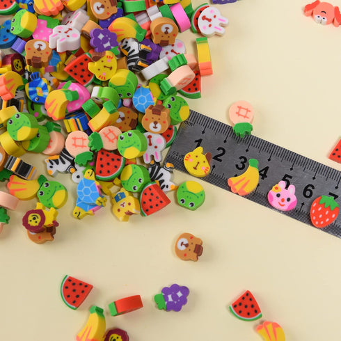 300 Pcs Mini Erasers for Kids Bulk, Tiny Animal Fruit Erasers