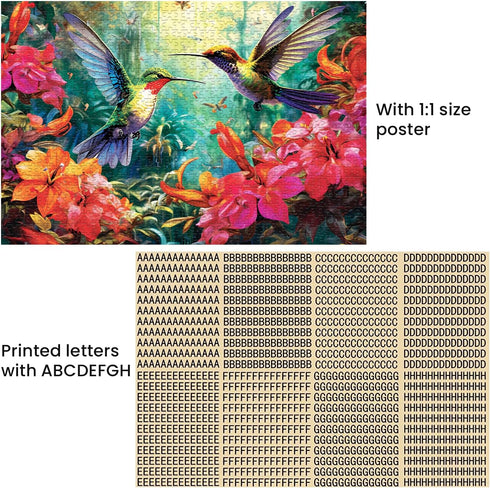 1000 Piece Puzzle for Adults - Hummingbird Garden Wooden Jigsaw Puzzles, DIY Leisure Game Toy Gift