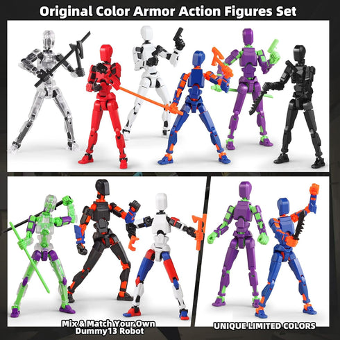 T13 Action Figure Set, 6PCS Robot 13 Action Figure Dummy 3D Printed Toy for Modeling Collector Birthday Gift