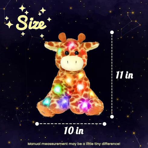 11'' Hopearl Lighting Up Giraffe Stuffed Animal Floppy LED Plush Toy Night Lights Glow Pillow Birthday Festival