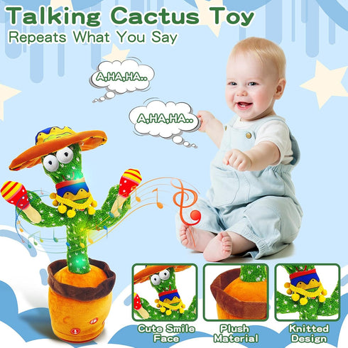 JAKCJFII 120 Talking Cactus Toy for Kids Boys and Girls, Adjust Volume Dancing Cactus Toy Singing Mimicking Recording
