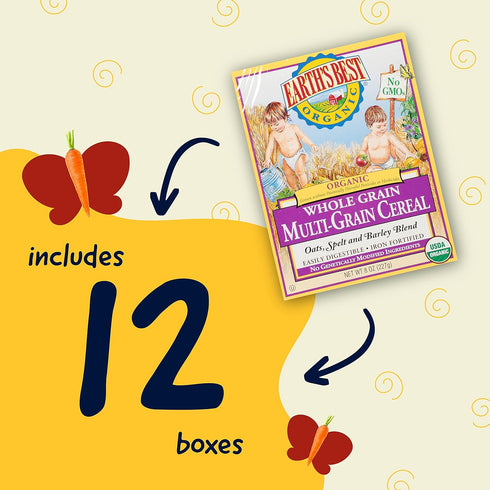 Earth's Best Organic Baby Food - Whole Grain Multi-Grain Cereal, 8 oz Box (Pack of 12)