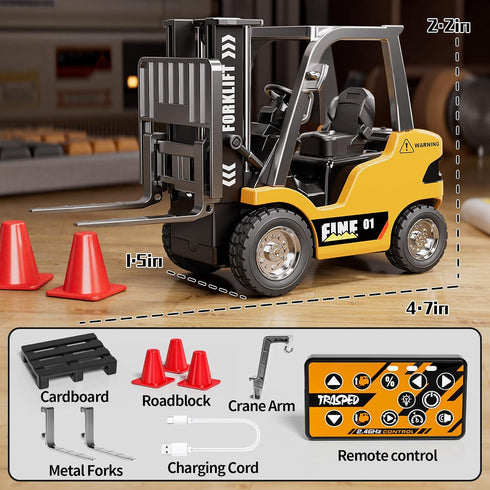 TOPMVP 1/64 Sounds,2 1 6-8 8-12 MINI RC Forklift Toy,Remote Control Forklift Truck with Lights & in Lift Fork & Hook