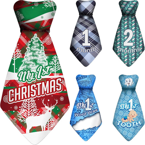 Baby Monthly and Holiday Milestone Sticker Ties by TurtleSurfers - 20 Different Designs for Baby Boys