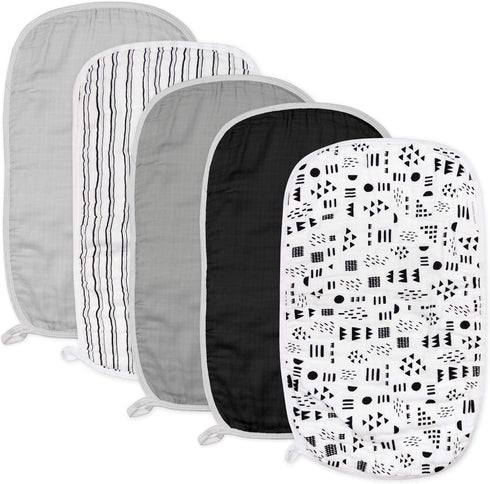 HonestBaby Baby Organic Cotton Multi-layer Burp Cloths Multipack, Pattern Play, One Size