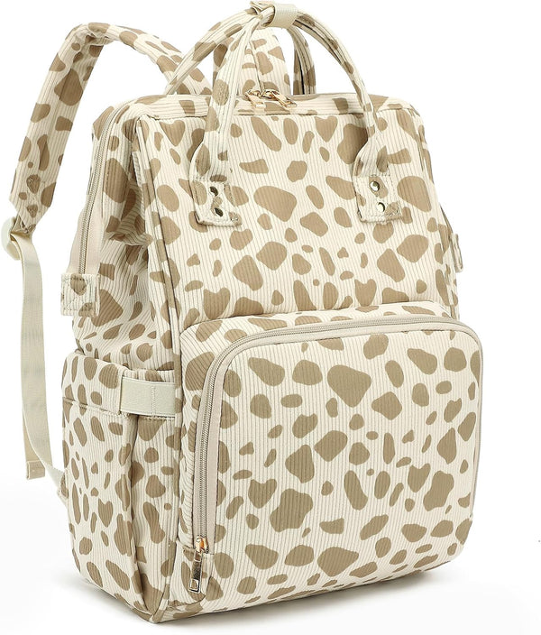 Xunteny Corduroy Diaper Bag Backpack for Women, Large Capacity Baby Bag for Mom