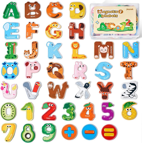 Wooden Thick Alphabet Magnets for Toddlers, Large Colorful ABC Magnetic Letters, 26 Uppercase Letters