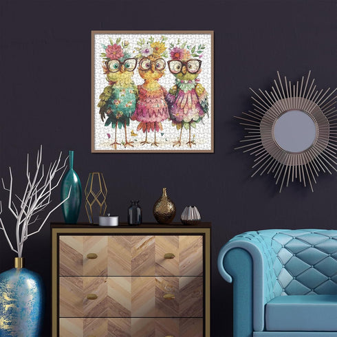 BBOLDIN 1000 Funny Chicken Puzzles for Adults Pieces, Cute Bird Flower Jigsaw Puzzles, Beautiful Animal Art Puzzles