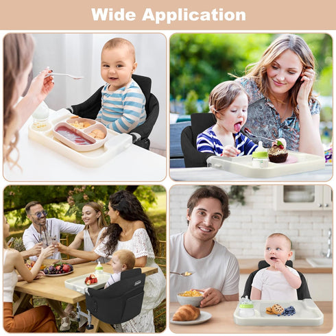 Hook On High Chair: Portable Travel Chair for Baby and Toddler, Foldable Clip-on With Removable Dining Tray, Backrest