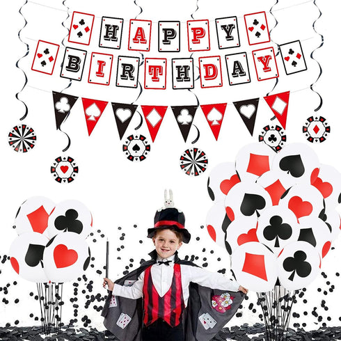 30 Pcs 12 Inches Casino Balloons, Poker Decoration Latex Balloons for Birthday Party Decorations