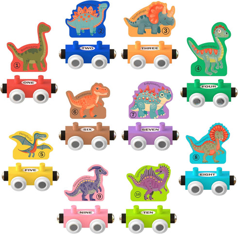Set Counting ORBRIUM Wooden Train Magnetic Dinosaur Trains Montessori STEM Toys Number Shapes Colors Dice Game Mat Bag