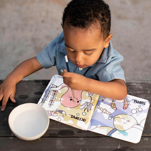 Infantino Color Reveal Bath Book, Baby & Toddler Water Reveal Book for Bath Time Fun, Ocean Theme, Mess-Free, Soft EVA