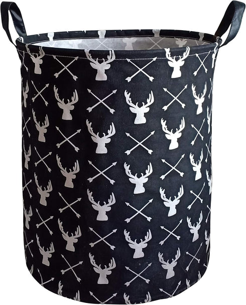 KUNRO Large Sized Waterproof Storage Basket - Organizer Bin Laundry Hamper for Nursery Clothes Toys (Deer)
