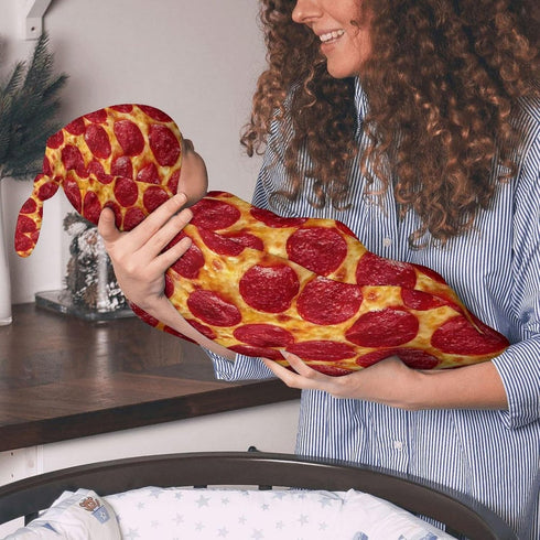 3D Funny Realistic Food Pepperoni Cheese Pizza Newborn Baby Swaddle Blanket with Beanie Hat, Soft Baby Receiving Blanket