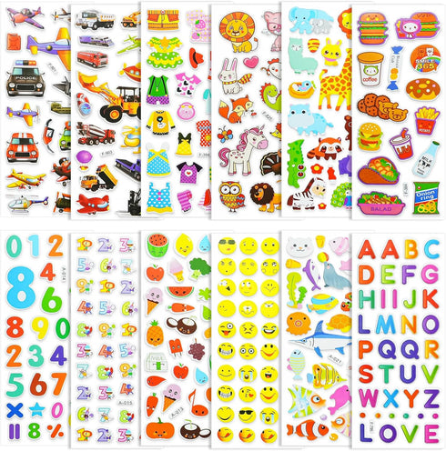 BEESTECH 24 Sheets 500+ Stickers for Kids, Teacher Reward Stickers, Potty Training Bulk with Dinosaur Traffic