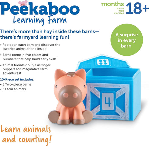 Learning Resources Peekaboo Learning Farm - 10 Pieces, Toddler Counting and Sorting Toys for Ages 18+ Months