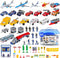 57 PCS Commercial Airport Playset with Airplane Toys, Play Vehicles, Fire Trucks,