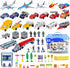 57 PCS Commercial Airport Playset with Airplane Toys, Play Vehicles, Fire Trucks,