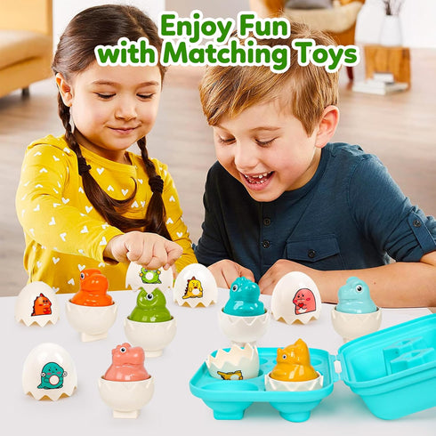 Dinosaur Matching Eggs Toys for Toddlers, Sensory Fun Educational Learning Puzzle Games for 1-3 Years Old Boys Girls