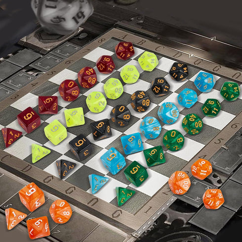 DND Dice Set, 20x7 (140 Pieces): Polyhedral Dice with Large Drawstring Bag for Dungeons and Dragons RPG