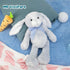 14" Blue Bunny Stuffed Animal for Kids and Newborns, Huggable Plush Rabbit Toy with Bow for Boys and Girls