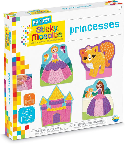 ORB My First Sticky Mosaics Princesses - Purple/Pink/Yellow/Blue, 9.5" x 1.5" x 9.5"