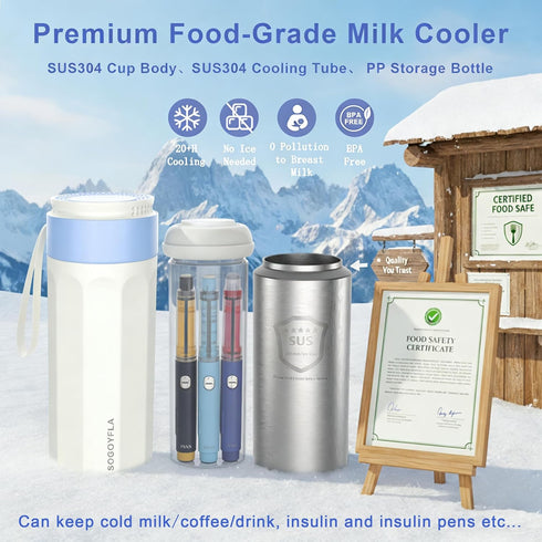 SOGOYFLA 11oz, 20+ 1.8 lbs, Portable Breast Milk Cooler Bottle - Hours Cooling, Only Breast Milk Cooler Bottle for Busy