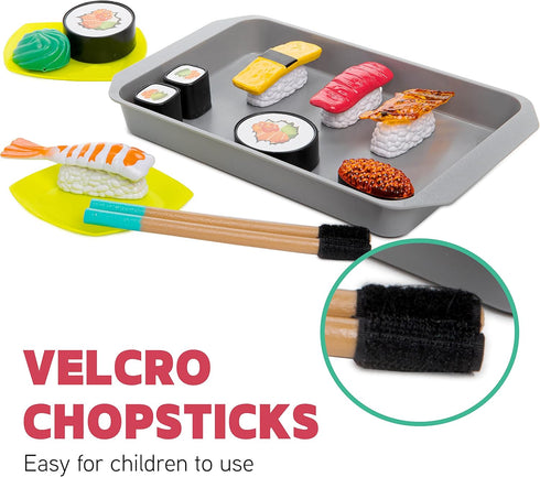Toy Chef Set, Complete Sushi Restaurant Pretend Play Childrens Pretend Food and Chopsticks, Play Kitchen Accessories