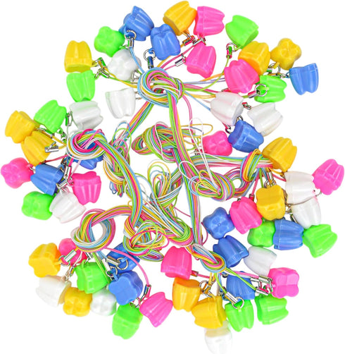 KH866 60 Pcs Tooth Necklaces for Lost Teeth Tooth Holder Necklaces with Container