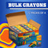 288 72 4-Packs) Bedwina Bulk Crayons - Crayons - (Case of Premium Coloring Colors for Kids and Toddlers, Non-Toxic