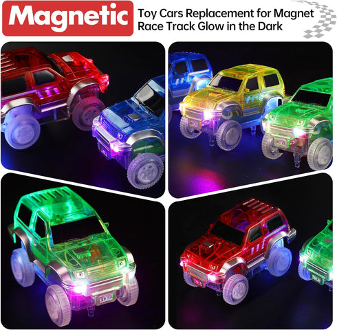 Magnetic Track Cars Replacement Only - Flex Track Race Cars Accessories for Kids Ages 3+, Compatible with Magnetic Car