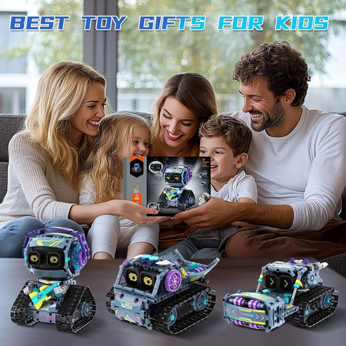 EXCOUP 3 in1 Set 6 7 8 9 10 11 12+ (433 STEM Robot Building Kit, Remote & App-Controlled Robotic Toys, Robot Building