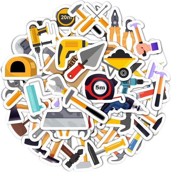 100Pcs Kids Tool Stickers, Hammer Decals for Toddler Tool Set, Tool Toys for Boys and Girls, Kids Tool Bench