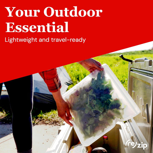 (re) zip Gallon Reusable Storage Bags, BPA-Free, Leakproof, Food-Grade 100% Food-Safe PEVA, 4-Pack, Clear