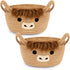 Small Highland Cow Basket Set for Nursery, 2PCS Woven Cotton Rope Storage