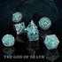 D&D Dice Set, Hollow Blue White Metal Grim Reaper Dice of 7 Piece, Polyhedral DND Dice for Table Game MTG or RPG