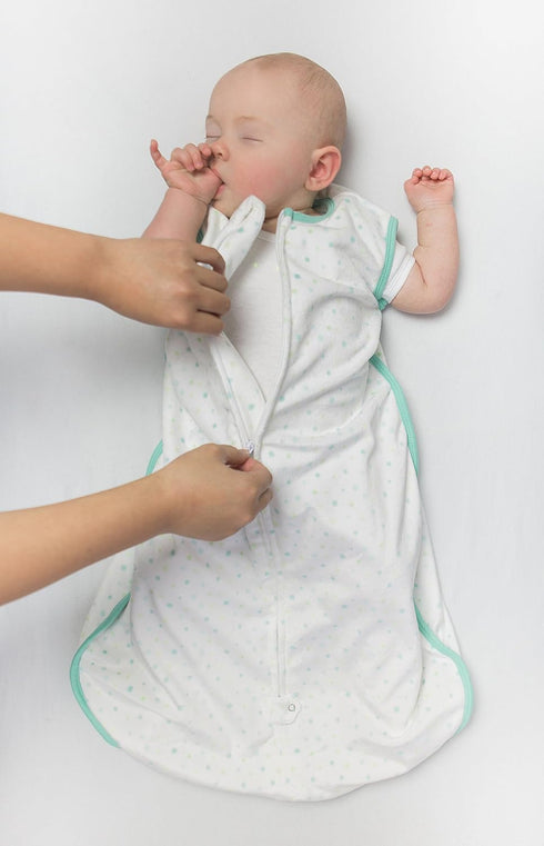 Amazing Baby Microfleece Sleeping Sack, Wearable Blanket with 2-Way Zipper, Playful Dots, Blue, Small 0-6 Month, Use