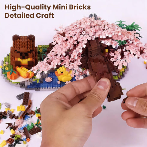 STUDYBOCKS Sets 2280PCS 8+ Capybara Cherry Blossom Bonsai Tree House Building for Adults & Kids - Micro Mini Blocks