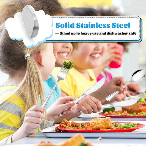 E-far 12-Piece Kids Silverware Set, Stainless Steel Toddler Utensils, Includes 4 Forks, 4 Spoons, 4 Knives, Dishwasher